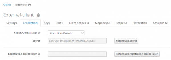 Adding the Keycloak client secret.