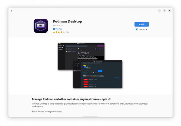 Gnome Software application entry for Podman Desktop.
