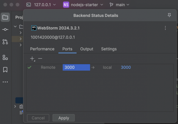 "Backend Status Details" window